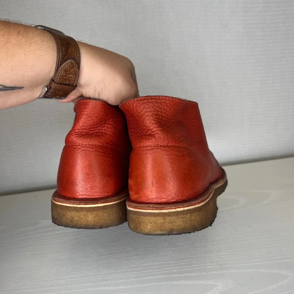 Clarks Originals Mens Desert Boot Burnt Orange Pebbled Leather Chukka Size 9 M